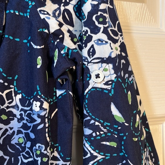 Van Heusen 100% Cotton 3/4 Sleeve Top with Adjustment Sleeve Multicolored Print - Picture 4 of 14